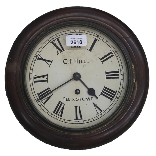 2618 - Three mahogany single train wall dial clocks, signed C.F.Hill, Felixstowe (8