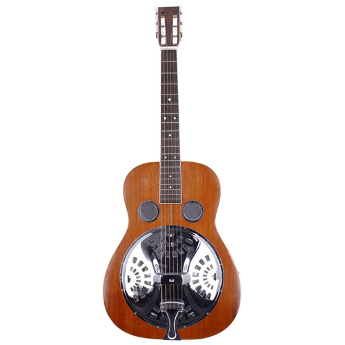 434 - David Duncanson square neck resonator guitar, made in France; Body: mahogany, light wear patches in ... 