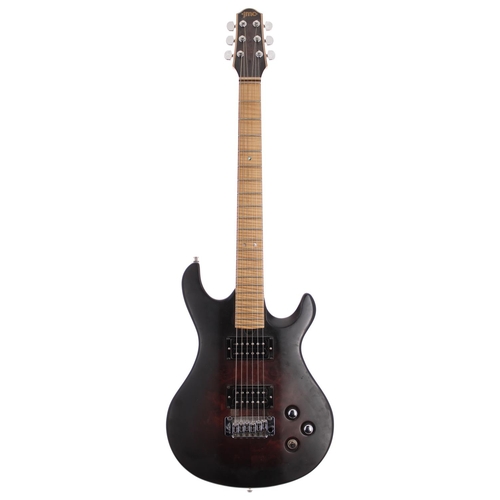 208 - 2007 JMC Guitars Live Coals solid body electric guitar, made in Switzerland; Body: black and red sun... 