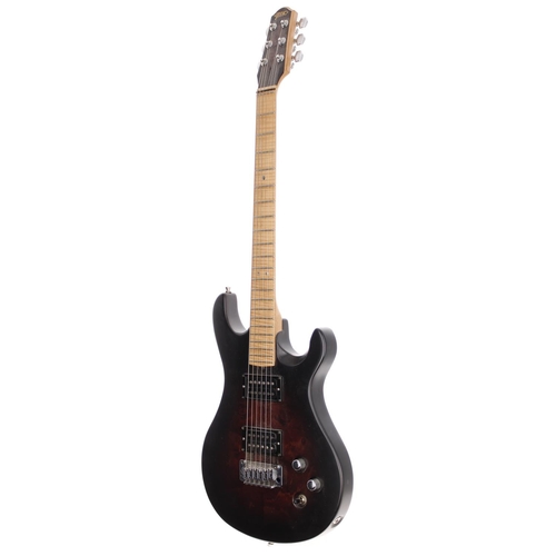 208 - 2007 JMC Guitars Live Coals solid body electric guitar, made in Switzerland; Body: black and red sun... 