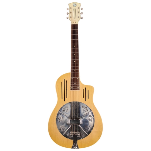 209 - 1997 National Reso-Phonic Bendaway resonator guitar, made in USA; Body: natural top upon green burst... 