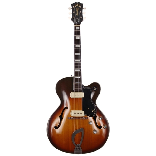 210 - 1961 Guild X-175 hollow body electric guitar, made in USA; Body: sunburst finish, light checking and... 