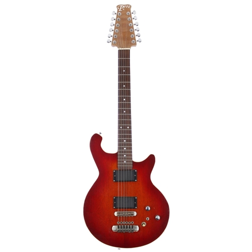 607 - Eccentric twelve string electric guitar, branded Pyre; Body: cherry sunburst finished mahogany three... 