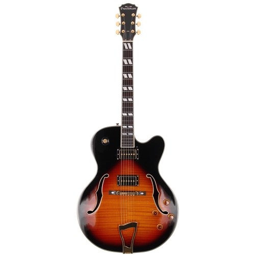 214 - 2007 Freshman FJ2 3TS semi-hollow body electric guitar; Body: three-tone sunburst finished highly fi... 