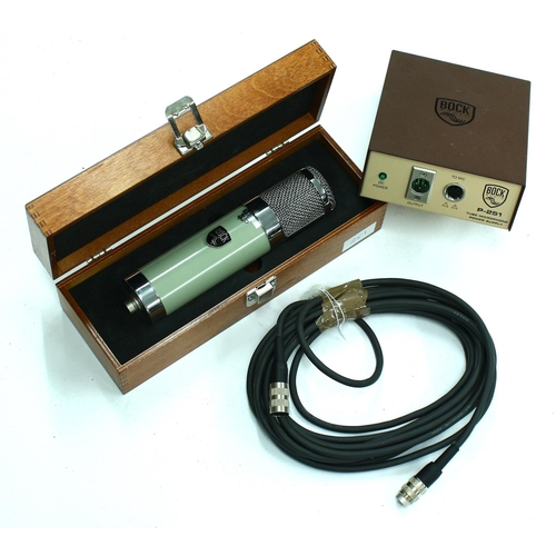 3002 - Bock Audio 251 tube condenser microphone, within original wooden box, with PSU and cable - Currently... 