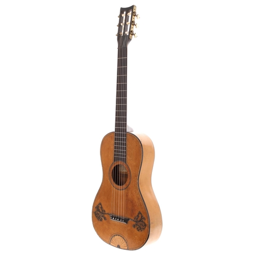 3501 - 19th century English guitar, labelled J.C. Menke, Maker, 39 Great East Street, Brighton Sussex, Augu... 