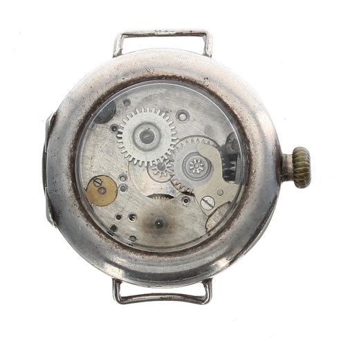 466 - Rolex WWI period silver wire-lug wristwatch, London 1914, signed 15 jewel movement, hinged case sign... 