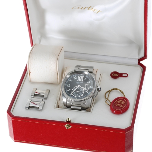 114 - Cartier Calibre De Cartier automatic stainless steel gentleman's wristwatch, reference no. 3389, ser... 