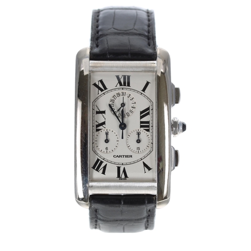 110 - Cartier Tank Americaine Calendar Chronograph 18ct white gold gentleman's wristwatch, reference no. 2... 