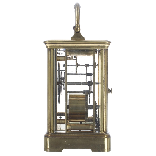 1255 - Carriage clock timepiece within a corniche brass case, 6.75