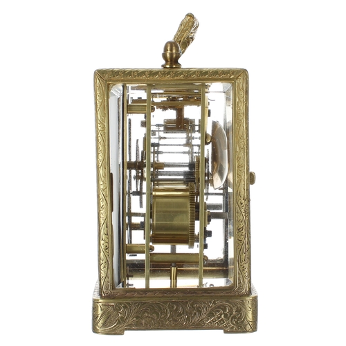 1245 - Interesting early French carriage clock with outside countwheel and striking on a bell, the movement... 