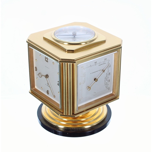 1341 - Good Asprey desk compendium, the sides fitted with four silver plated square dials comprising: 15 je... 