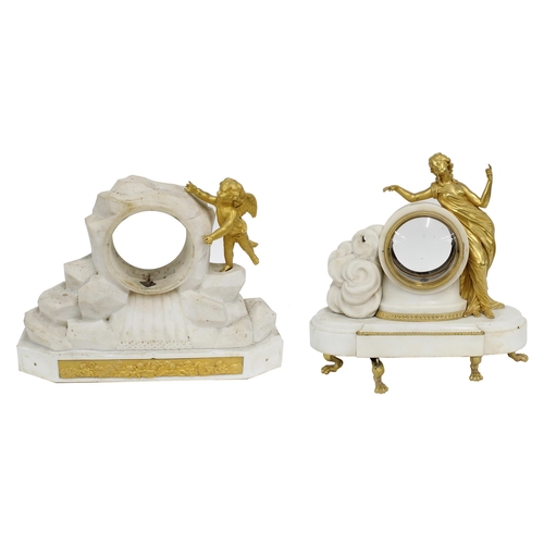 1359 - Good white marble and ormolu figural clock case, with aperture for a 4