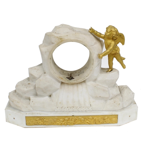 1359 - Good white marble and ormolu figural clock case, with aperture for a 4