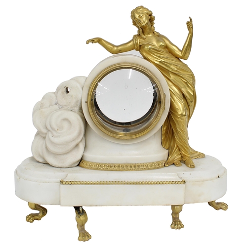 1359 - Good white marble and ormolu figural clock case, with aperture for a 4