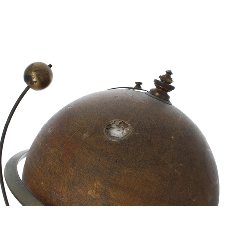 1311 - Interesting and rare brass globe clock inscribed The Empire Clock Patent 19450, the rotating globe w... 