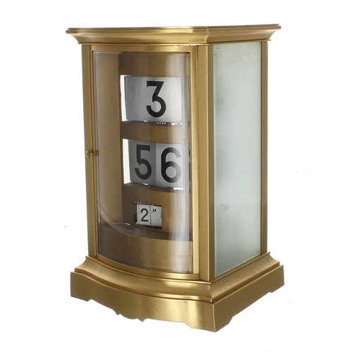 1306 - Good and rare ormolu cased ticket clock, with apertures displaying the hours, minutes and seconds, w... 