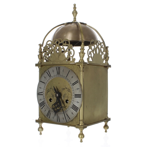 1379 - Contemporary brass two train lantern clock, the 5.75