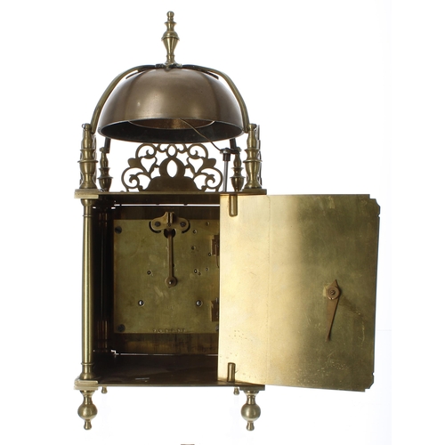 1379 - Contemporary brass two train lantern clock, the 5.75