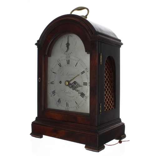 1305 - English mahogany double fusee calendar bracket clock, the 7