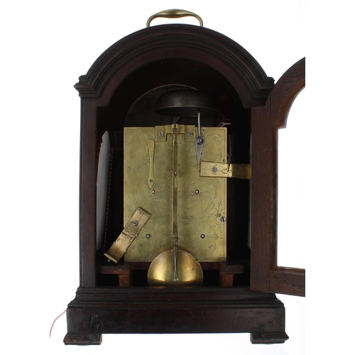 1305 - English mahogany double fusee calendar bracket clock, the 7