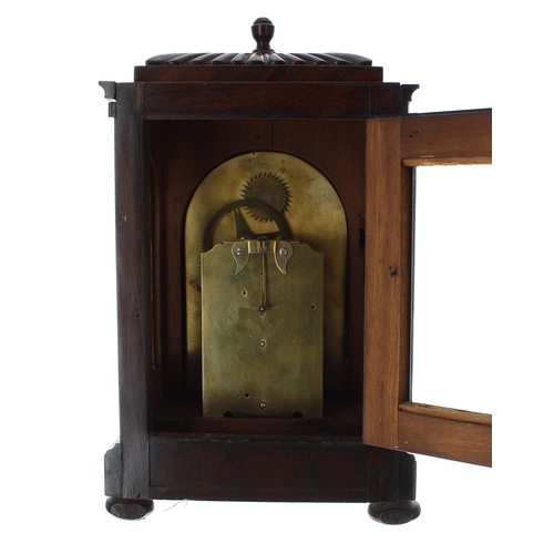 1517 - Good small English rosewood single fusee mantel clock, the 4.25