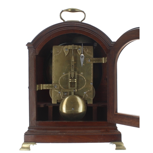 1523 - Good English mahogany double fusee bracket clock, the 8