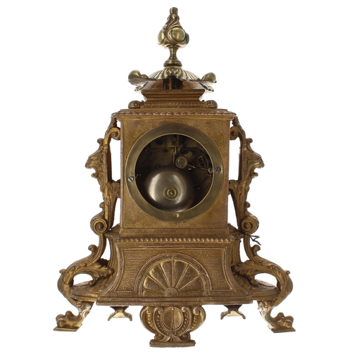 1528 - French porcelain and gilt metal two train ornate mantel clock, the movement back plate signed L. Pou... 