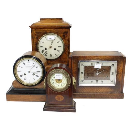 2321 - German walnut two train mantel clock striking on a gong, the 6