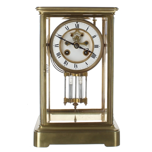 2334 - French brass four glass mantel clock, The S Marti movement striking on a gong, the 3.75