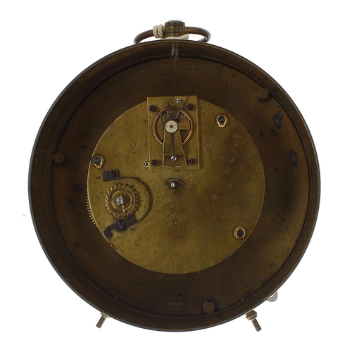 2504 - Brass drumhead mantel clock timepiece with platform escapement, the 4.75