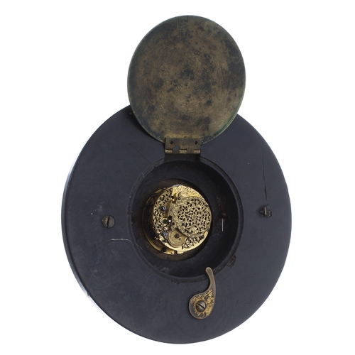 2515 - Early ebonised sedan clock timepiece, the verge watch movement signed Thomas Bale, London no. 138, t... 