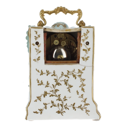 2522 - French porcelain two train mantel clock, the 2.75