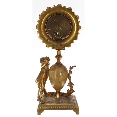 2523 - Small French ormolu figural mantel clock timepiece, the 1.75