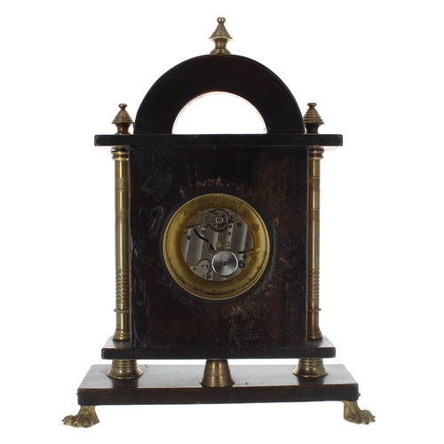 2525 - Small ebonised and gilt metal mounted mantel clock, the 15 jewel movement with three adjustments, th... 