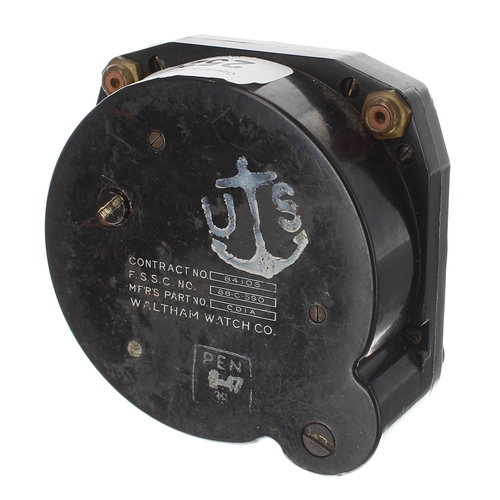 2526 - American Waltham Watch Co. 8 days cockpit clock, black 3'' dial inscribed 'Civil Date' with luminous... 