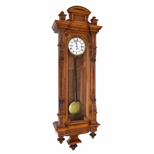 1717 - Good walnut Grand Sonnerie triple weight Viennese regulator wall clock, the movement striking gongs ... 