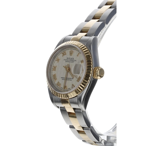 52 - Rolex Oyster Perpetual Datejust gold and stainless steel lady's wristwatch, reference no. 69173, ser... 