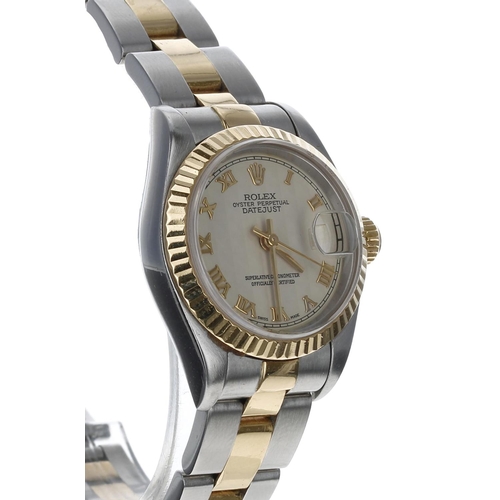 52 - Rolex Oyster Perpetual Datejust gold and stainless steel lady's wristwatch, reference no. 69173, ser... 