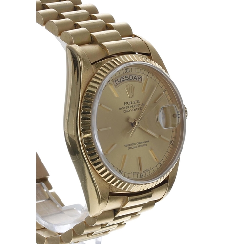 59 - Rolex Oyster Perpetual Day-Date 18ct gentleman's wristwatch, reference no. 18038, serial no. 9331xxx... 