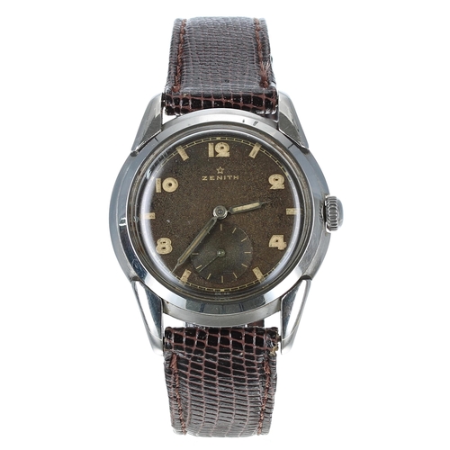 129A - Zenith stainless steel gentleman's wristwatch, serial no. 3554xxx, case no. 8492xxx, circa 1940s, ci... 