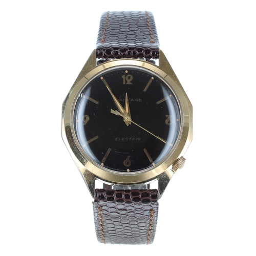 138 - Hamilton Vantage Electric gold filled gentleman's wristwatch, circa 1960s,  circular black dial with... 