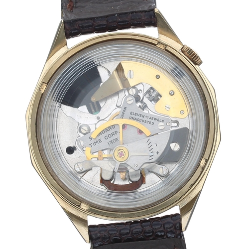 138 - Hamilton Vantage Electric gold filled gentleman's wristwatch, circa 1960s,  circular black dial with... 