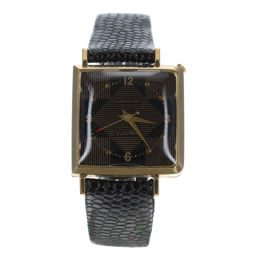 141 - Hamilton Victor Electric square cased 10k gold filled gentleman's wristwatch, case no. S0769xx, circ... 