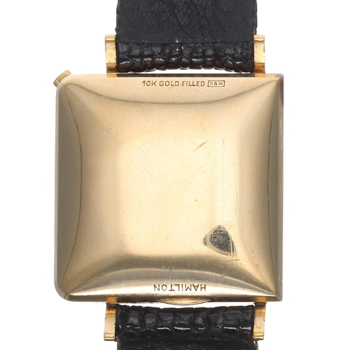 141 - Hamilton Victor Electric square cased 10k gold filled gentleman's wristwatch, case no. S0769xx, circ... 