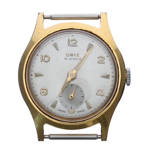 Oris Watch Co. gold plated and stainless steel gentleman s wristwatch circa 1950s silvered dial wi