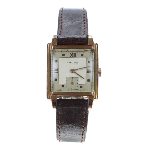 151 - Baume rectangular gold plated and stainless steel gentleman's wristwatch, case no. 221, circa 1950s,... 