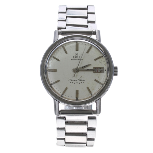 156 - Ebel Seven Stars automatic stainless steel gentleman's wristwatch, circa 1960s, the silvered dial wi... 