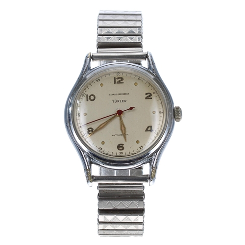 166 - Girard Perregaux for Türler antimagnetic stainless steel gentleman's wristwatch, circa 1950s, the si... 