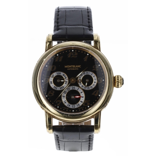 208 - Montblanc Meisterstuck Dual Time automatic gold plated gentleman's wristwatch, reference no. 7014, s... 